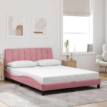 vidaXL Bedframe zonder matras Hanko fluweel roze 140x200, Verzenden, Nieuw