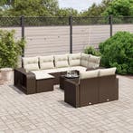 vidaXL 11-delige Loungeset met kussens poly rattan bruin, Verzenden