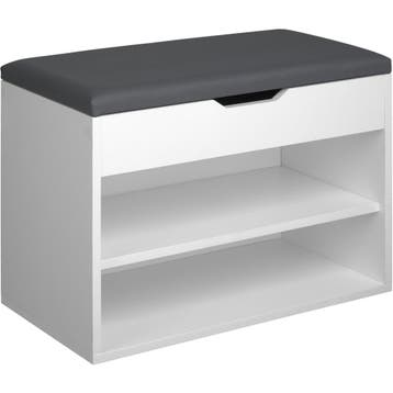 tectake Schoenenkast Jasmina met zitkussen 60x30x43,5cm - wi, Huis en Inrichting, Verzenden, Nieuw