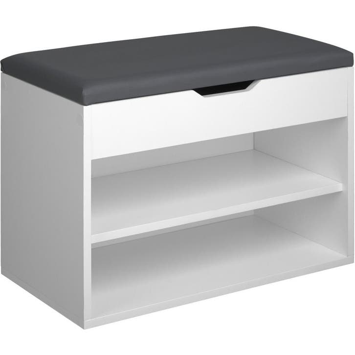 tectake Schoenenkast Jasmina met zitkussen 60x30x43,5cm - wi, Huis en Inrichting, Kasten | Schoenenkasten, Verzenden