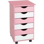 tectake Ladekast van hout 65x36x40cm - roze, Huis en Inrichting, Verzenden, Nieuw