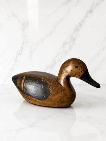 Appelant canard - Large Hand-Carved Wooden Gadwall Duck