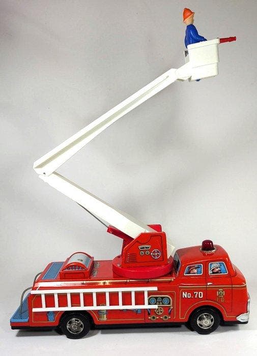 Masudaya - Blikken speelgoedauto - Snorkel Fire Engine -, Antiquités & Art, Antiquités | Jouets
