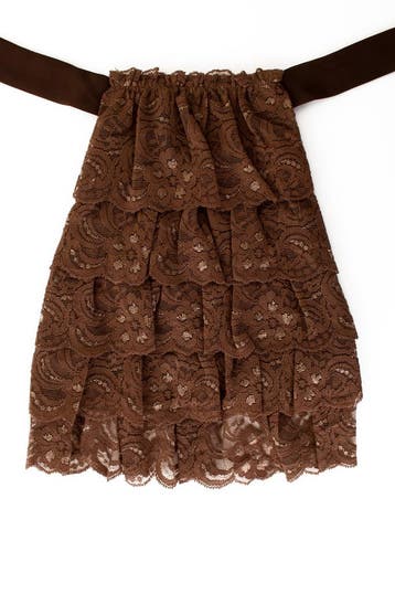 KIMU® Jabot Kanten Kraag Bruin Donkerbruin Klassiek Vintage, Ophalen of Verzenden