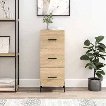 vidaXL Dressoir 34,5x34x90 cm bewerkt hout sonoma eiken, Huis en Inrichting, Verzenden, Nieuw