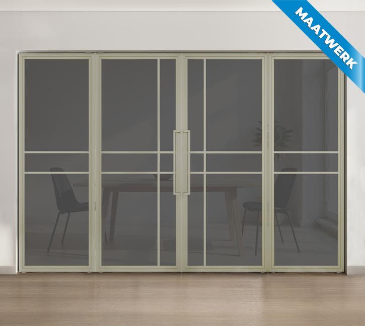 Dubbele stalen taatsdeur met glaspanelen Kiezelgrijs 6 Vlaks, Bricolage & Construction, Fenêtres & Moustiquaires