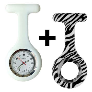 Fako - Verpleegstershorloge - Siliconen Duo - Zebra Wit, Verzenden, Nieuw