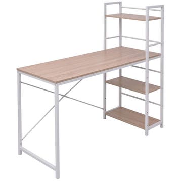 vidaXL Bureau met boekenkast 4-laags eikenkleurig, Verzenden