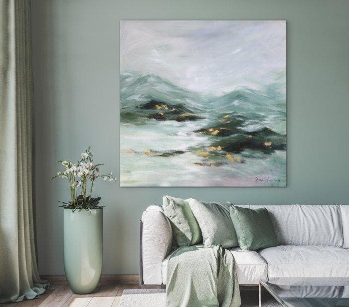 Ellis Hollering - Abstract landscape - Restless Water -, Antiek en Kunst, Kunst | Schilderijen | Modern