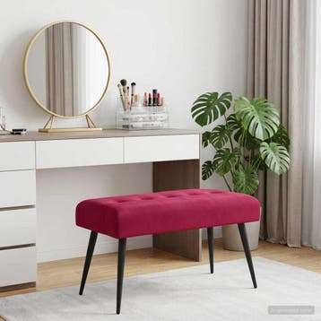 vidaXL Bank met knopen tufting Wijnrood 80 x 40 x 46 cm, Verzenden, Nieuw