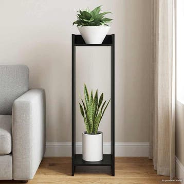 vidaXL Plantenstand Zwart eiken 30 x 30 x 100 cm Bewerkt, Verzenden