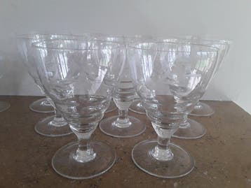 Drinkset (20) - Glas, Kristal - 20 pcs vintage stemware, Antiek en Kunst