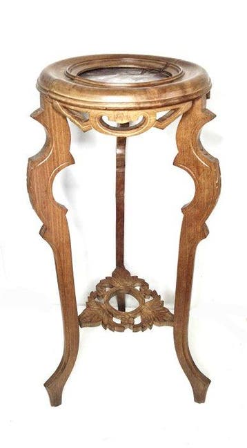 Bijzettafel - Hout, Marmer - Voetstuk