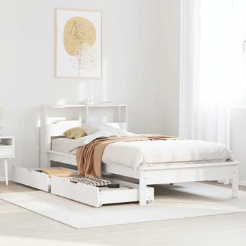vidaXL Bed met boekenkast zonder matras grenenhout wit, Huis en Inrichting, Slaapkamer | Bedden, Verzenden, Nieuw