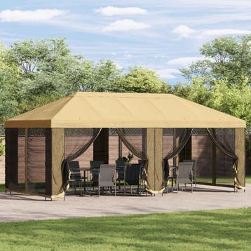 vidaXL Tuin gazebo met zijwanden 6 x 3 m Crèmekleurig, Verzenden