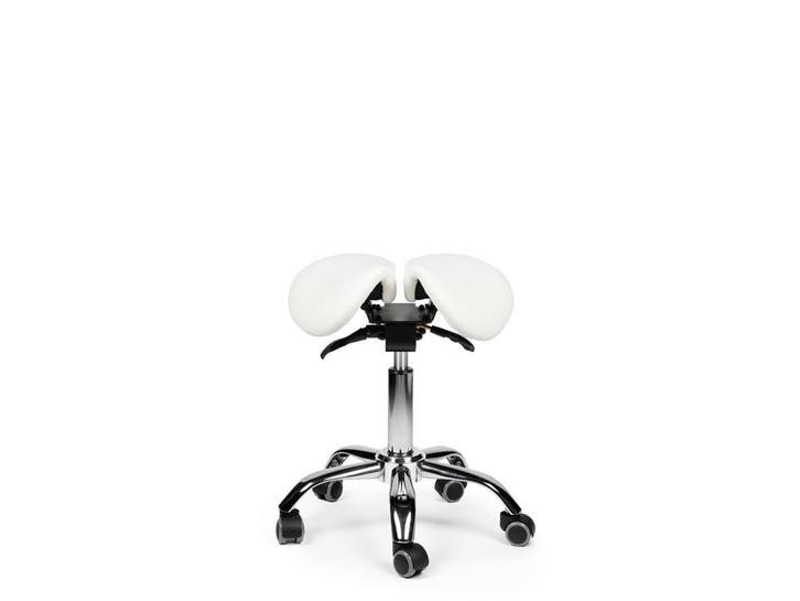 Kantelbare Zadelkruk Wit op wielen, Huis en Inrichting, Krukjes, Nieuw, In hoogte verstelbaar