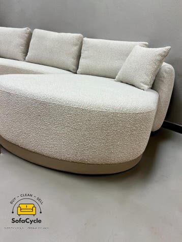 Hoekzetel wit in bouclé met slaapfunctie – overstock, Verzenden