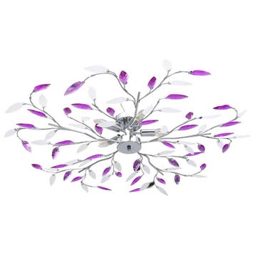 vidaXL Plafondlamp met acryl kristallen bladarmen voor 5xE14, Verzenden