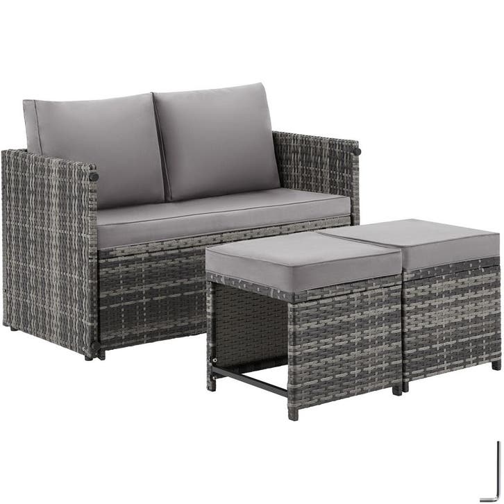 tectake 2-in-1 wicker loungeset Monopoli, bank en zitgroep -, Tuin en Terras, Tuinsets en Loungesets, Verzenden