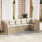 vidaXL Tuinbank Set met kussen 7 pcs Beige Poly Riet, Verzenden, Nieuw