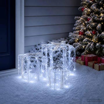 vidaXL Verlichte kerstcadeau doos 3 st 150 LEDs Koel wit, Verzenden