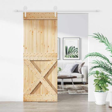 vidaXL Schuifdeur 80 x 210 cm Massief Pine Hout, Doe-het-zelf en Bouw, Verzenden, Nieuw