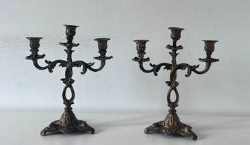 Candélabre (2) - Bronze - 2 candélabres anciens, Antiquités & Art