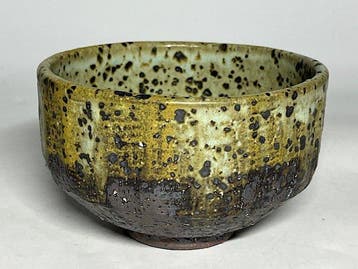 hi Ware Kiln-Transformed Tea Bowl with Intermingling Green