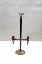 Kaarsenhouder - Messing, Metaal - Twee-armige kandelaar in