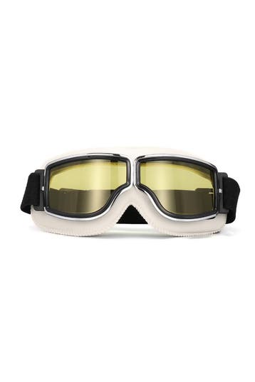 KIMU® Goggles Motorbril Skibril Bril Wit Montuur Gele Glazen, Ophalen of Verzenden, Nieuw