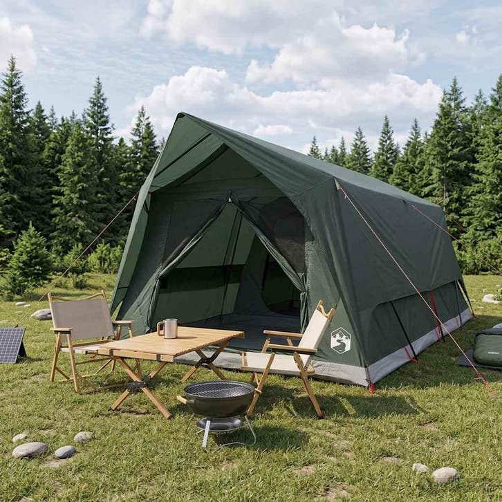 vidaXL Tunneltent met dak Legergroen 10-persoons Polyester, Caravanes & Camping, Tentes, Envoi