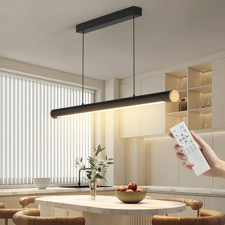 Zwarte LED Eetkamerlamp 80cm | Retour Deal | Nu spotprijs, Huis en Inrichting, Lampen | Hanglampen, 75 cm of meer, Zo goed als nieuw