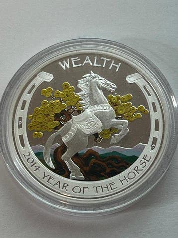 Tuvalu. 2014 Good Fortune, Lunar Horse. 2 coin set, 2 oz