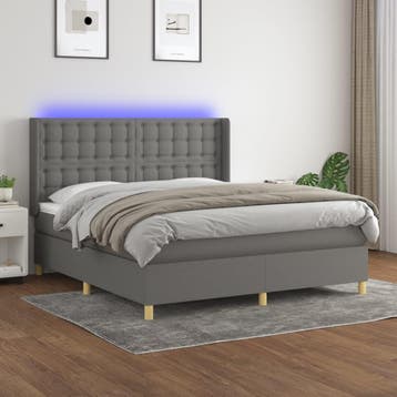 vidaXL Boxspring met matras en LED stof donkergrijs 180x200, Verzenden, Nieuw