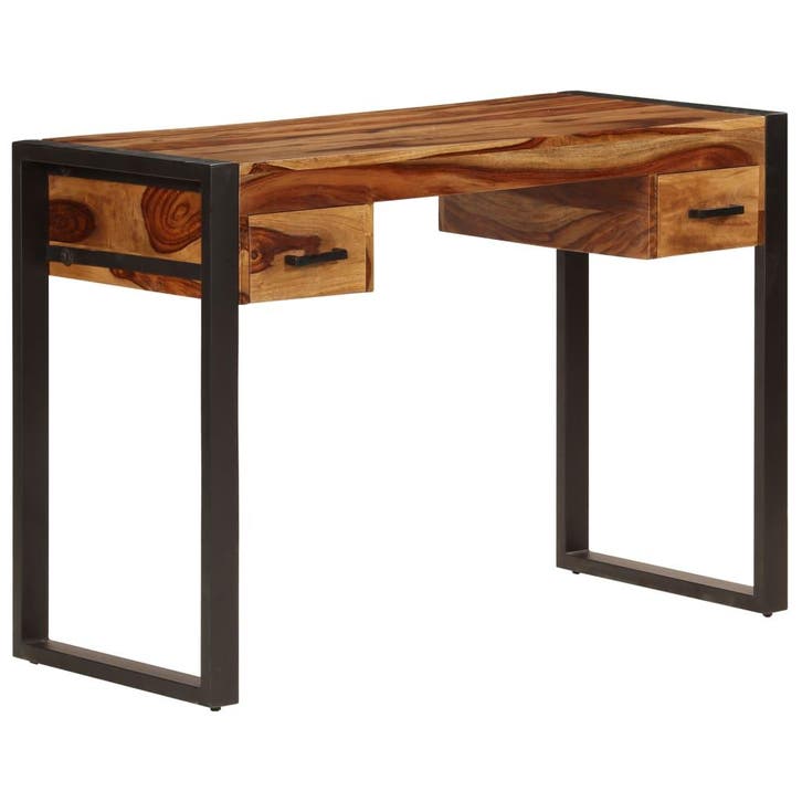 vidaXL Bureau met 2 lades 110x50x77 cm massief acaciahout, Maison & Meubles, Bureaux, Envoi