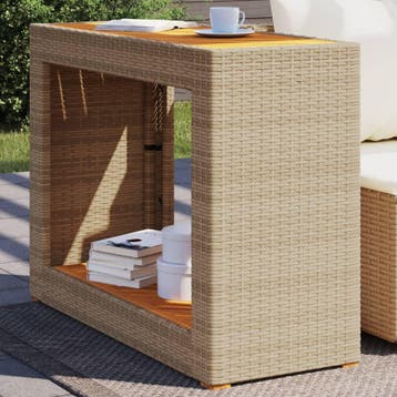 vidaXL Tuinbijzettafel met houten blad 100x40x75 cm poly, Tuin en Terras, Tuintafels, Verzenden, Nieuw