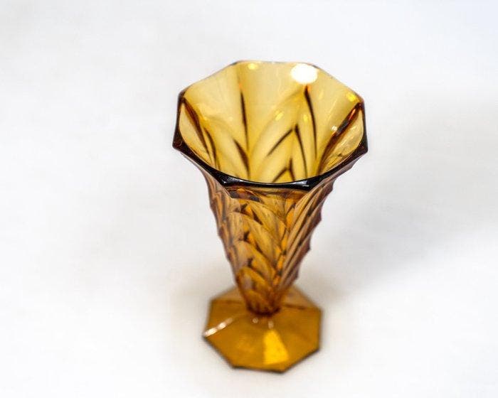 Vaas - Glas - Amber, Antiek en Kunst, Kunst | Designobjecten