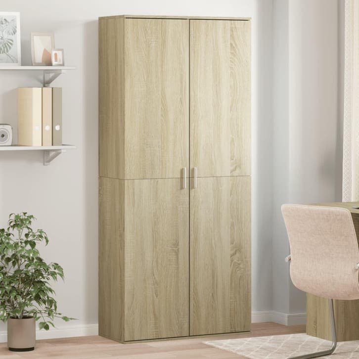 vidaXL Hoge kast 80x35x180 cm bewerkt hout sonoma, Huis en Inrichting, Kasten | Overige, Nieuw, Verzenden
