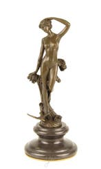 Figuur - A BRONZE SCULPTURE OF A NYMPH - Brons, Marmer