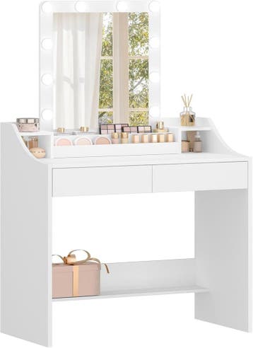 Hzuaneri Make-uptafel met ledverlichting, met spiegel, inste, Verzenden, Nieuw
