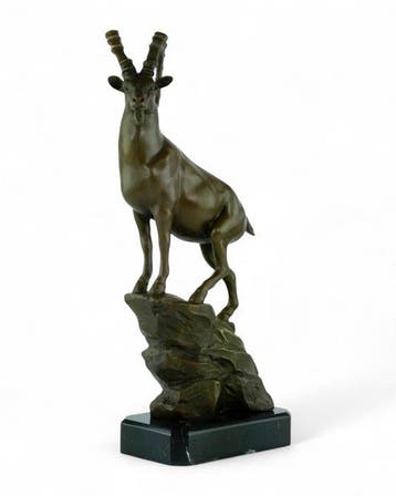 Milo (1910-1978) - sculptuur, Ibex on Rock - 37 cm - Brons,