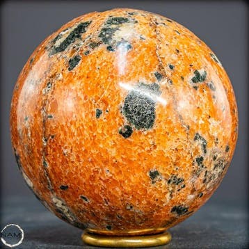Natuurlijke, eerste kwaliteit oranje calciet en tourmalijn