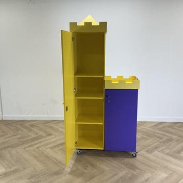 verrijdbare schoolkast - kasteelkast  (hxbxd) 200x93x45 cm, Huis en Inrichting, Kasten | Overige, Gebruikt