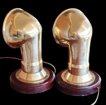 Lamp (2) - Messing, Hout