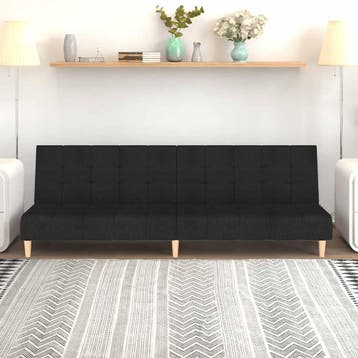vidaXL Slaapbank / zetel 2-zits stof zwart, Verzenden, Nieuw