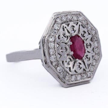 Anneau de bras - 18 carats Or blanc - 1.06ct. tw. Rubis -