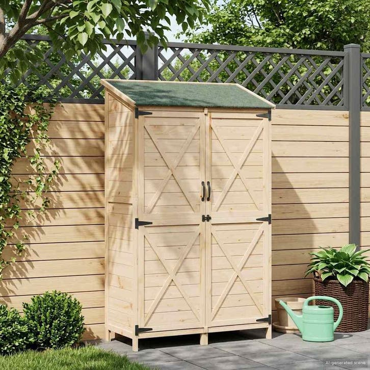 vidaXL Tuin Shed met dak Naturel 106 x 56 x 176,5 cm Massief, Jardin & Terrasse, Abris de jardin, Envoi