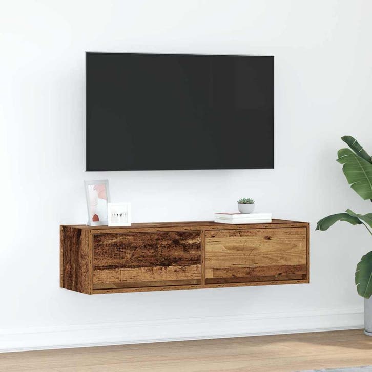 vidaXL TV Kast met lade Oud hout 100 x 31 x 25,5 cm Bewerkt, Huis en Inrichting, Kasten |Televisiemeubels, Nieuw, Verzenden