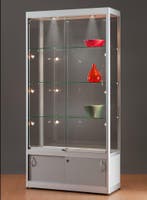*TIP*  Luxe vitrinekast aluminium 100 cm met onderkast en v, Ophalen of Verzenden