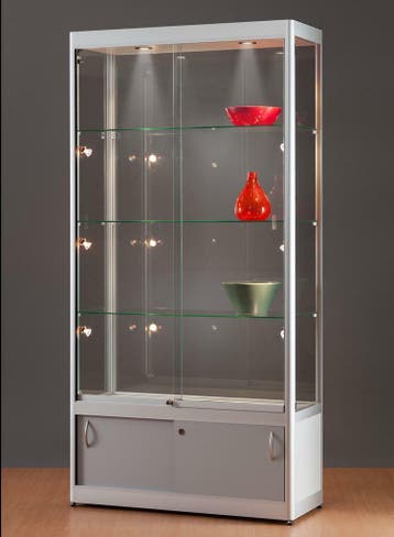 *TIP*  Luxe vitrinekast aluminium 100 cm met onderkast en v, Ophalen of Verzenden